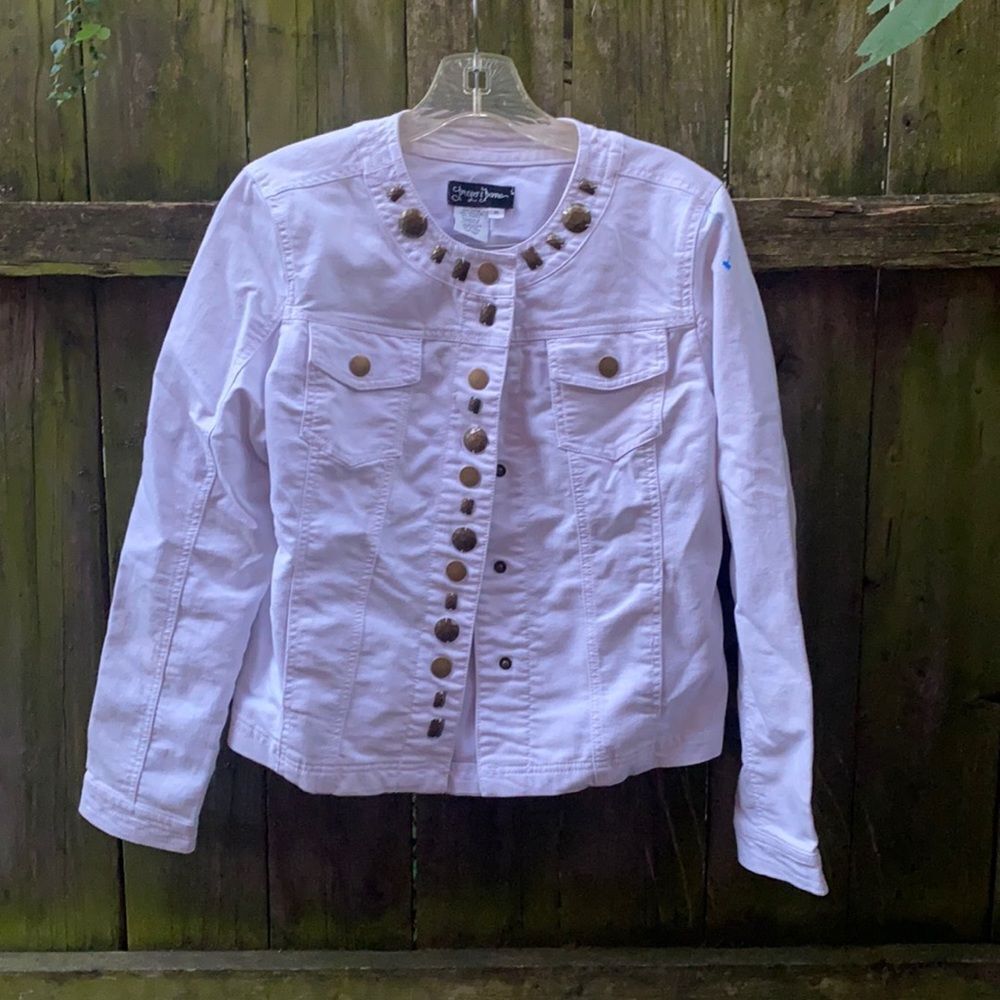 White beaded denim jacket sz. M